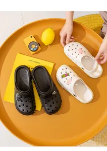 Cute couple cartoon letters garden shoes breathable casual beach clogs for daily wear
