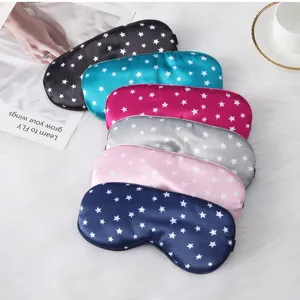 Silk sleep mask soft satin eye shade blindfold adjustable strap star print travel home essential