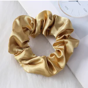 Coletero de satén dorado, goma de pelo de seda suave para mujeres y niñas, accesorios elegantes.