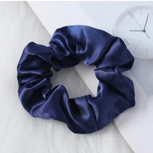 Coletero de satén azul seda suave cinta para el cabello accesorio elegante minimalista