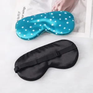 Silky sleep mask with star print, adjustable strap, shading eye mask for travel and home use.