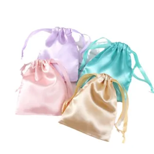 Seidenkordelzug Beutel fuer Schmuck Make up Aufbewahrung, weiche bunten Geschenktaschen.