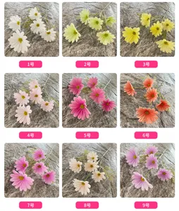 Fleurs artificielles cosmos en PU, bouquet de marguerites au toucher doux pour mariage et déco.