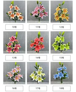 Artificial 6-head lily flowers for wedding decoration, home hotel table decor and floral arrangements.