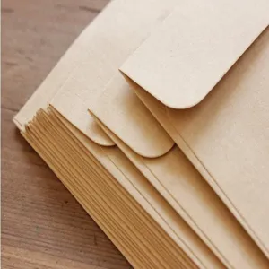 Vintage brown kraft paper envelopes set for postcard and card storage, simple design.