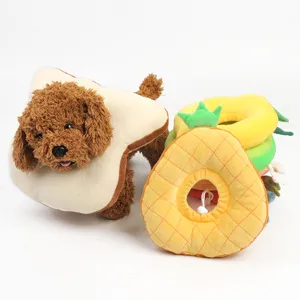 Cute plush toast pet Elizabethan collar, soft dog cat anti-licking cone neck ring main image