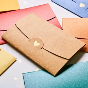 Colorful western style colorful envelopes with heart hot stamping design for cards and letters.