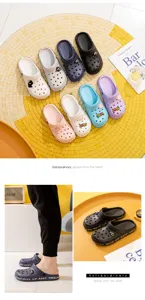 Comfortable couple garden clogs with cute cartoon charms and non-slip soles for beach wear.