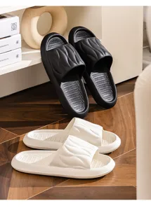 Comfortable thick-bottom couple home slippers, non-slip indoor outdoor casual slide sandals.