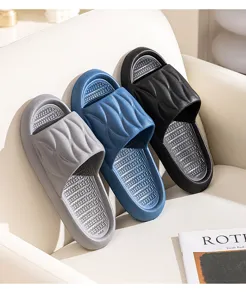 Comfortable thick sole home slippers for men and women, non-slip indoor bathroom shower slides.
