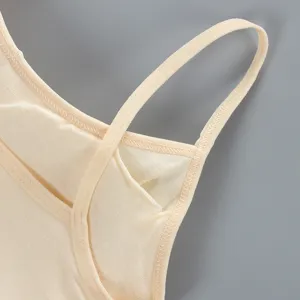 Cotton camisole for young girls, thin straps and soft inner pocket design for daily wear.