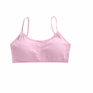 Girls cotton camisole bra developmental training wireless thin strap pink innerwear 60-74cm