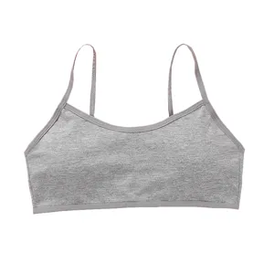 Girls cotton training bra comfortable thin strap wireless casual grey vest for kids daily wear