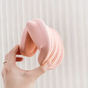 Pink non-slip home slippers showing flexible soft sole, perfect for bathroom and indoor daily wear.