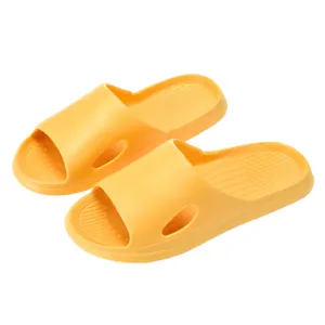Comfortable yellow slide slippers for women summer home bathroom non-slip soft thick sole footwear