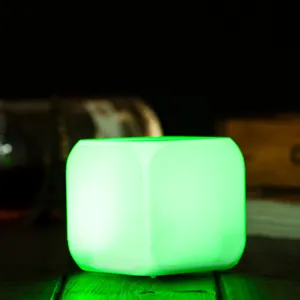 Square color changing LED alarm clock night light for home bedroom bedside decoration.