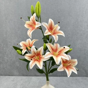 Artificial lily flowers simulation floral arrangement for home decor and wedding table centerpieces.