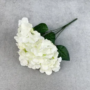 Artificial white hydrangea silk flower 5 fork large petals for wedding home decor floral