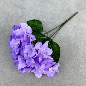 Artificial purple hydrangea flower bunch faux silk floral decor wedding home party ornament