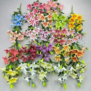 Artificial lily flowers bouquet colorful fake floral for wedding home table decoration