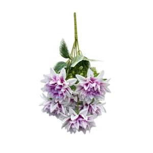 Künstlicher 7-Kopf Dahlien Blumenstrauß für Heimhochzeit Dekoration künstliche Blumendekor