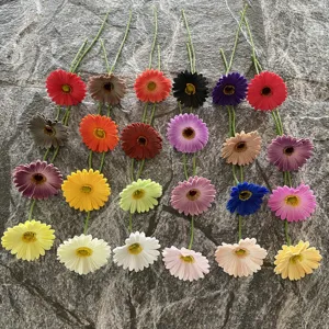 Single branch PU gerbera daisy artificial flower for wedding and decoration fake floral.