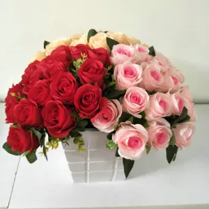 18 Köpfe Künstliche Rosen Blumen Falsche Seide Blumenstrauß Mini Pflanzen Für Hochzeit Heimdekoration