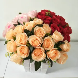 Künstliche Rosen Blumenstrauß Arrangement Mini Topfpflanze für Hochzeit Heim Dekor