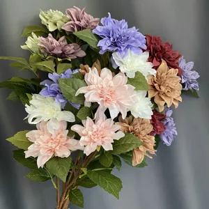 Künstlicher Dahlien Blumenstrauß bunte Seidenblumen für Heim Hochzeit Party Dekoration