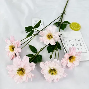 Artificial 5-head pink flower tabletop decoration home floral arrangement faux botanical decor