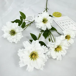 Artificial 5-head white orchid flower bouquet for table and home decor detail view.