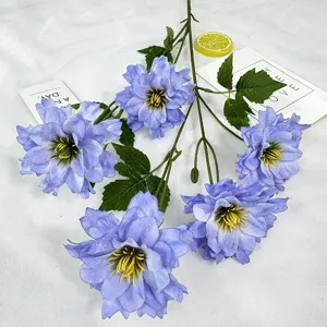 5-head artificial blue orchid flower for home table decoration and interior floral display.