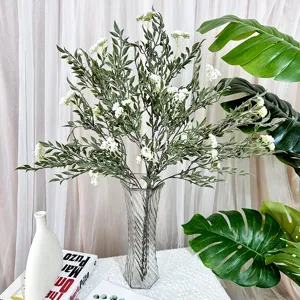 Arrangement de fleurs artificielles décoration maison fausse verdure avec vase en verre