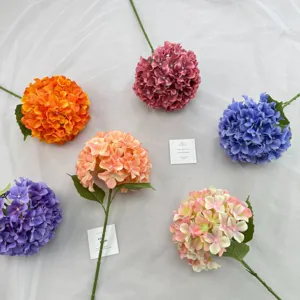Artificial hydrangea flowers silk fabric heads with stems for wedding home party floral decor