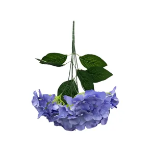 Artificial silk hydrangea flower branch for home decoration and wedding purple color