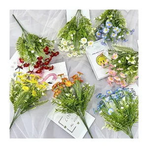 Bouquet di fiori di crisantemo selvatico artificiale a 20 teste per decorare la casa, fiori finti.