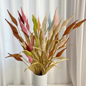 Artificial French Reed Flowers Plastic Flocked Fake Plant Stems For Home Wedding Hotel Window Decor