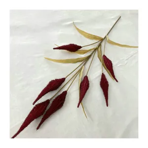 Artificial flocked reed flower branch, fake plant for home decor, wedding and hotel decoration
