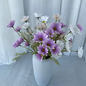 Magnifique bouquet de fleurs de cosmos artificielles avec vase blanc pour décor