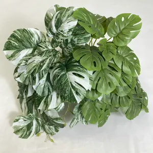 Pianta di Monstera Artificiale Sospesa Foglie Verdi Finte Decorazione Interni 1pz