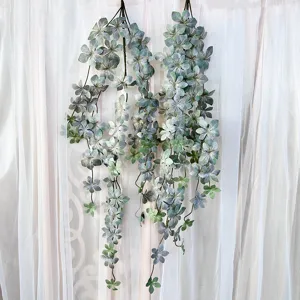 Artificial hanging bellflower vine for wall decor, realistic fake plant foliage for home and store.