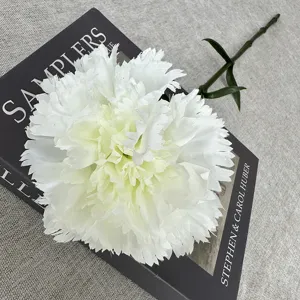 Artificial white carnation flower single stem detail home decor photography prop decoration