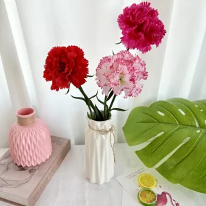 Artificial Carnation Single Stem Silk Flower Handmade Fake Floral Bouquet For Home Living Room Wedding Party Decor