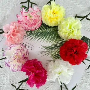 Artificial carnation flowers single stems for home decor wedding party photography props.
