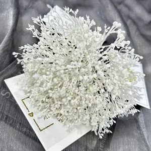 White artificial baby's breath flowers 12 forks fake bouquet for wedding home decor.