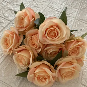 Artificial rose bouquet 10 heads silk flowers fake floral arrangement home decor wholesale