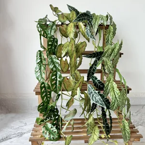 Artificial Green Plant Rattan Fake Creeper Vine Silk Leaves Hanging Plant For Wall Air Conditioning Pipeline Ceiling