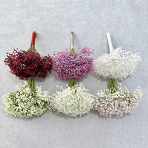 Artificial baby breath flower bouquet 12 forks fake gypsophila for wedding party decor photo props