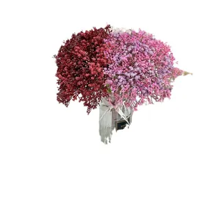 Artificial gypsophila bouquet fake flowers with glass vase for wedding party home decor.