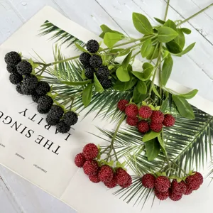 Artificial berry branches plastic plants home decor living room table flower arrangement